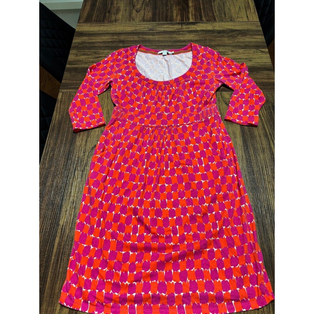 Boden Women's Purple/Orange Dress 3/4 Sleeve With Pockets US 6 EUC